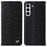 FIERRE SHANN for Samsung Galaxy S22 5G Top Layer Cowhide Leather Crocodile Texture Wallet Stand Magnetic Phone Case - Black - 1
