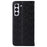 FIERRE SHANN for Samsung Galaxy S22 5G Top Layer Cowhide Leather Crocodile Texture Wallet Stand Magnetic Phone Case - Black - 3