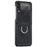 For Samsung Galaxy Z Flip3 5G PU Leather Coated Hard PC Folding Phone Case with Ring Holder - Black - 3