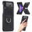 For Samsung Galaxy Z Flip3 5G PU Leather Coated Hard PC Folding Phone Case with Ring Holder - Black - 6
