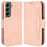 For Samsung Galaxy S22 5G Multi-card Slots PU Leather + TPU Double Magnetic Clasps Stand Phone Case Protector with Wallet - Pink - 1