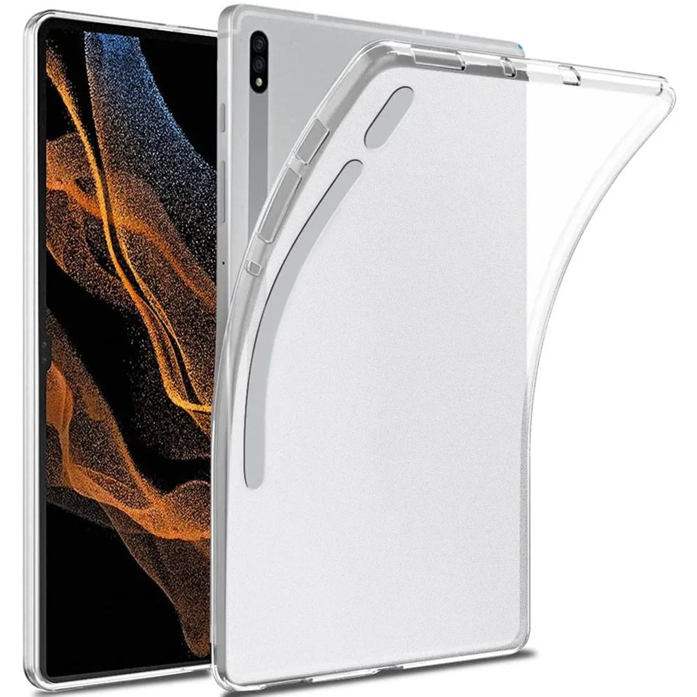 For Samsung Galaxy Tab S8 Ultra Glossy Surface Inner Matte Finish Tablet Case Anti-scratch Soft TPU Shell - 1