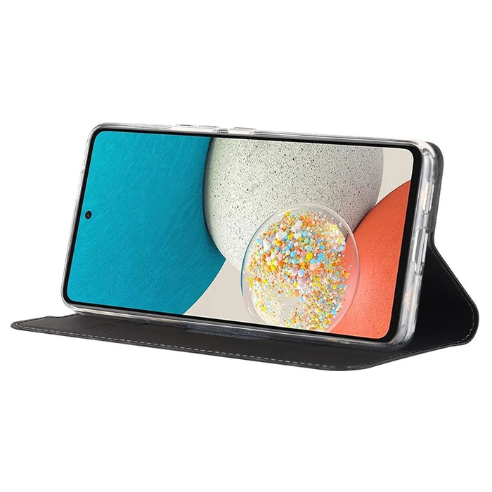 Card Holder Leather Case for Samsung Galaxy A53 5G, Magnetic Auto Closing Stand Phone Cover - Black - 5