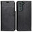 Crazy Horse Texture Genuine Leather Phone Cover for Samsung Galaxy S22+ 5G, Wallet Stand Protective Case - Black - 1