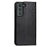 Crazy Horse Texture Genuine Leather Phone Cover for Samsung Galaxy S22+ 5G, Wallet Stand Protective Case - Black - 3