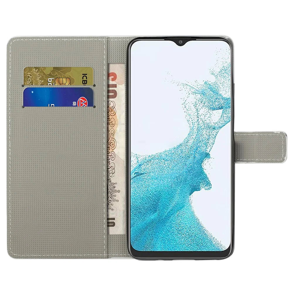 Pattern Printing Leather Case for Samsung Galaxy A23 5G, Wallet Stand Magnetic Clasp Phone Cover - Green Owl - 5