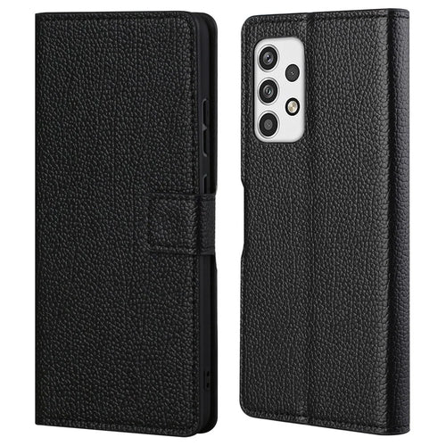 For Samsung Galaxy A23 5G Litchi Texture PU Leather Wallet Case Magnetic Clasp Stand Cover - Black - 1