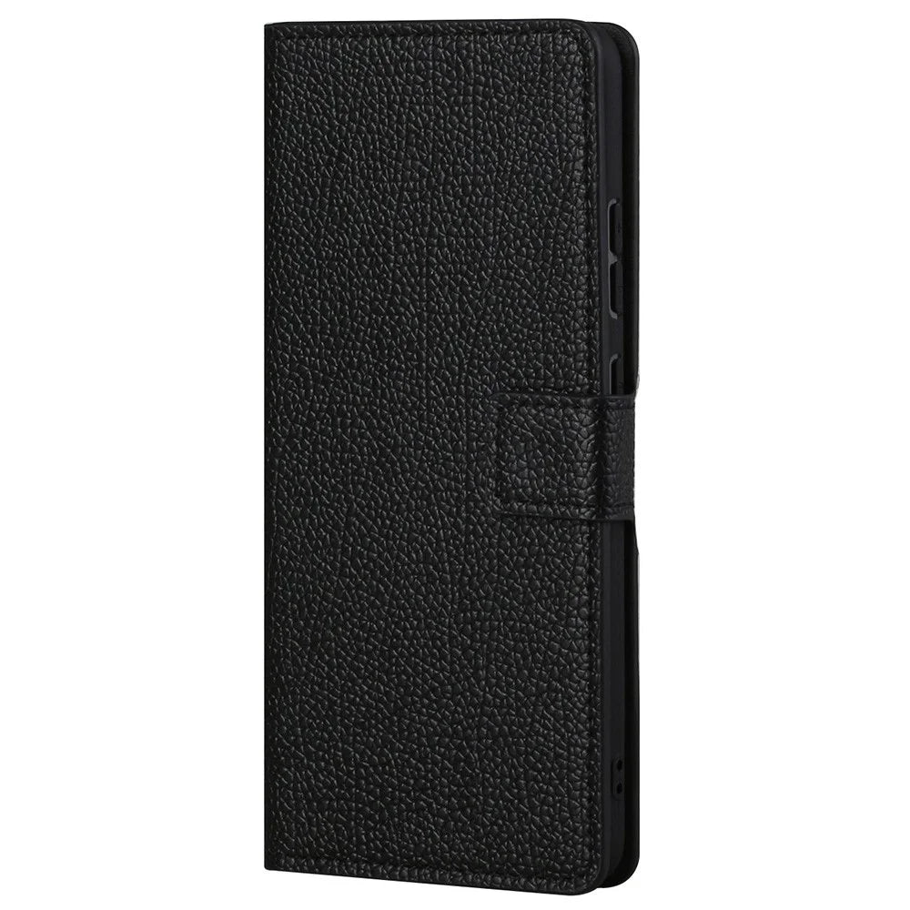 For Samsung Galaxy A23 5G Litchi Texture PU Leather Wallet Case Magnetic Clasp Stand Cover - Black - 2