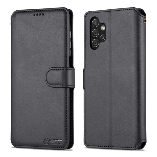 AZNS PU Leather Case for Samsung Galaxy A13 4G, Stand Feature Wallet Magnetic Flip Folio Book Phone Cover - Black - 1