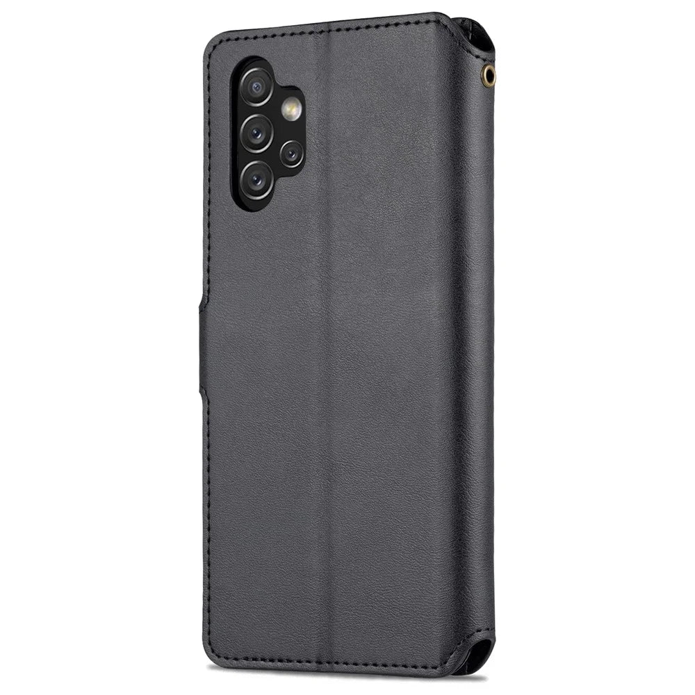 AZNS PU Leather Case for Samsung Galaxy A13 4G, Stand Feature Wallet Magnetic Flip Folio Book Phone Cover - Black - 3