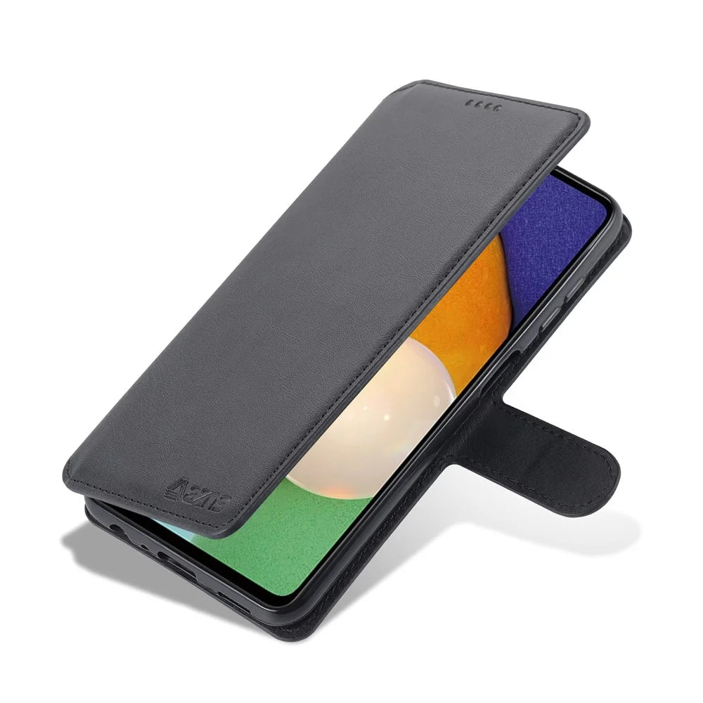 AZNS PU Leather Case for Samsung Galaxy A13 4G, Stand Feature Wallet Magnetic Flip Folio Book Phone Cover - Black - 7