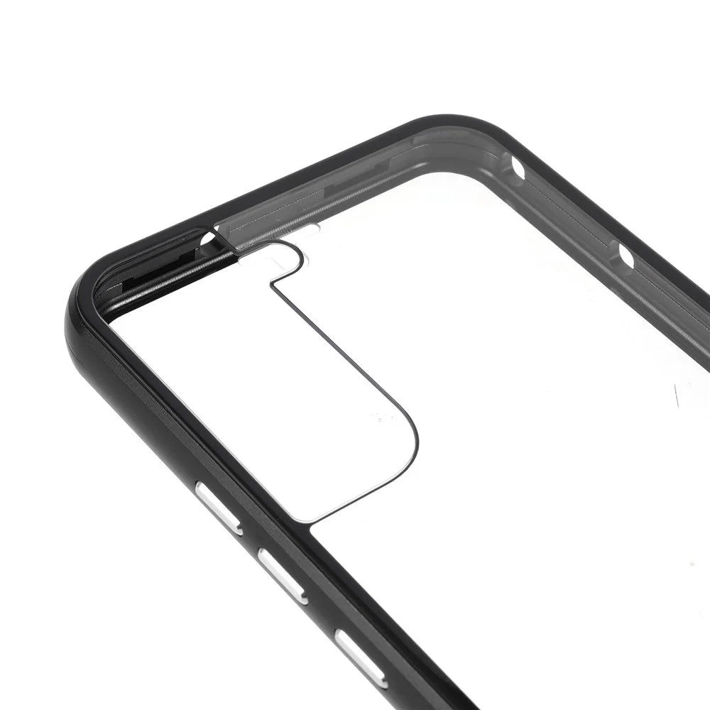 For Samsung Galaxy S22+ 5G 360 Degree Full Protection Case Aluminium Alloy Frame + Double-sided Tempered Glass Phone Cover with Magnetic Closure - Black - 6