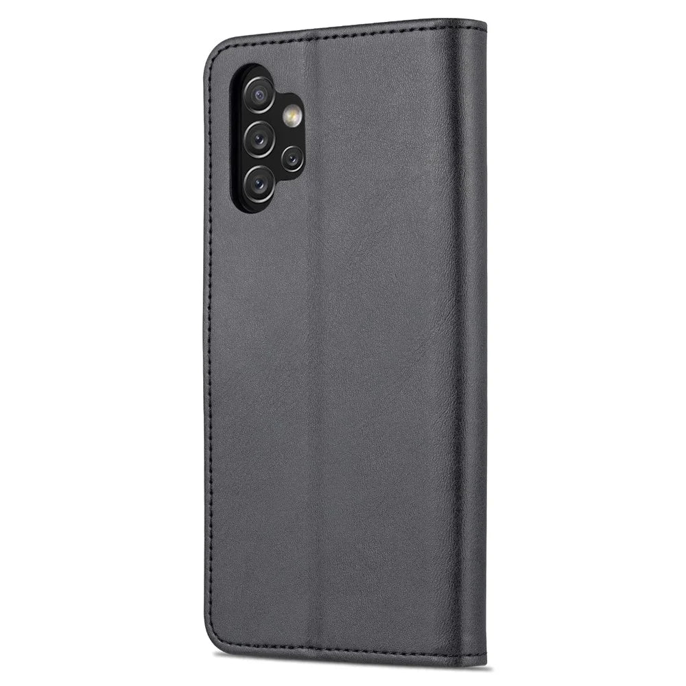 AZNS Magnetic Clasp PU Leather Case for Samsung Galaxy A13 4G, Wallet Stand Phone Cover - Black - 3
