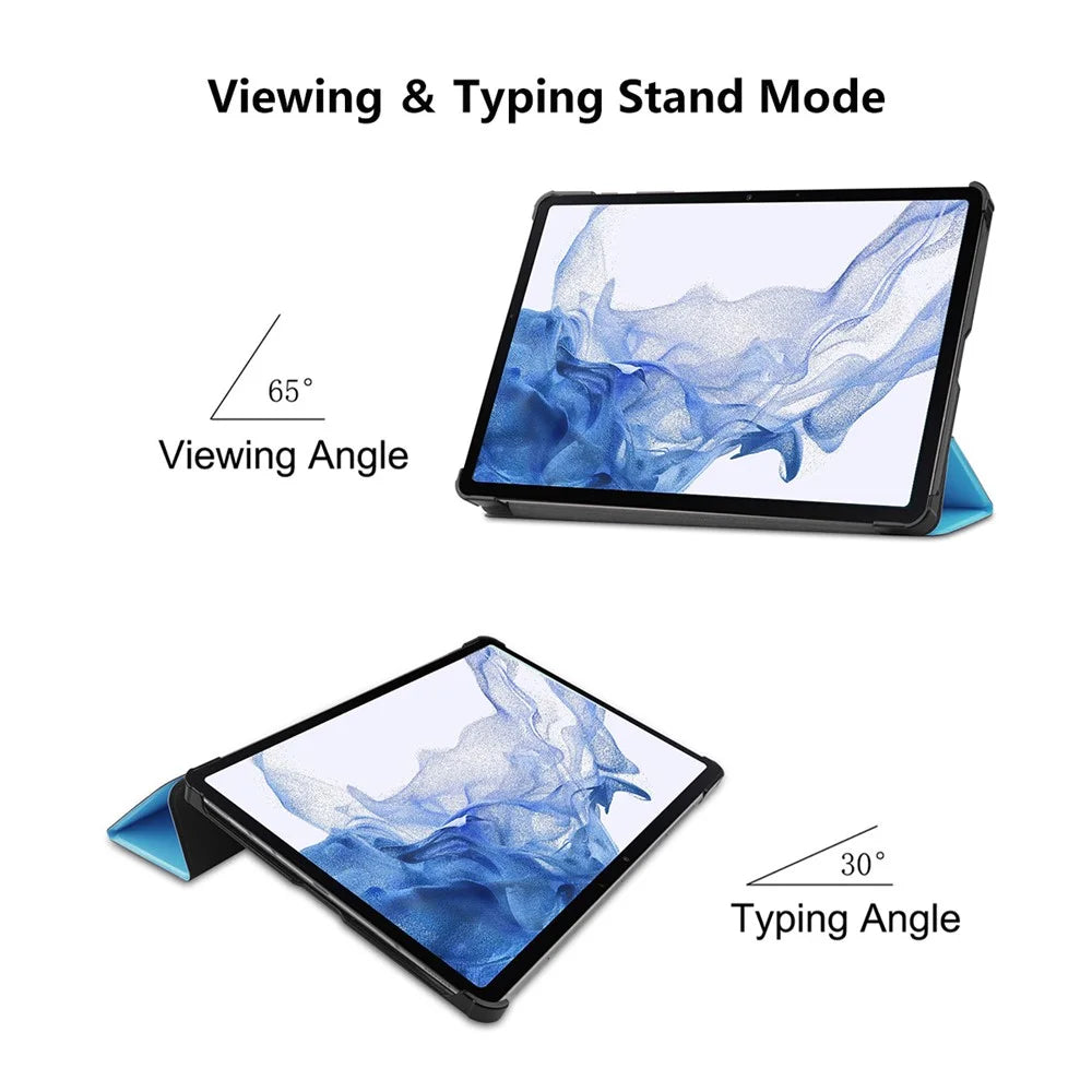 ENKAY HAT PRINCE for Samsung Galaxy Tab S8 11-inch Wi-Fi SM-X700/SM-X706 Scratch-resistant Auto Wake/Sleep Function Tri-fold Stand PU Leather + PC Tablet Case Cover - Baby Blue - 3