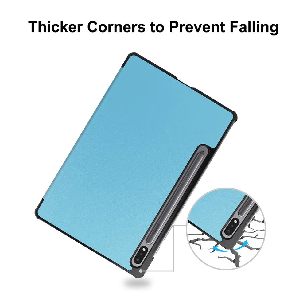 ENKAY HAT PRINCE for Samsung Galaxy Tab S8 11-inch Wi-Fi SM-X700/SM-X706 Scratch-resistant Auto Wake/Sleep Function Tri-fold Stand PU Leather + PC Tablet Case Cover - Baby Blue - 7