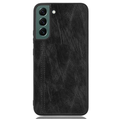 For Samsung Galaxy S22+ 5G Stitching Phone Case PU Leather Coated Hard PC + Soft TPU Non-Slip Grip Protective Cover - Black - 1