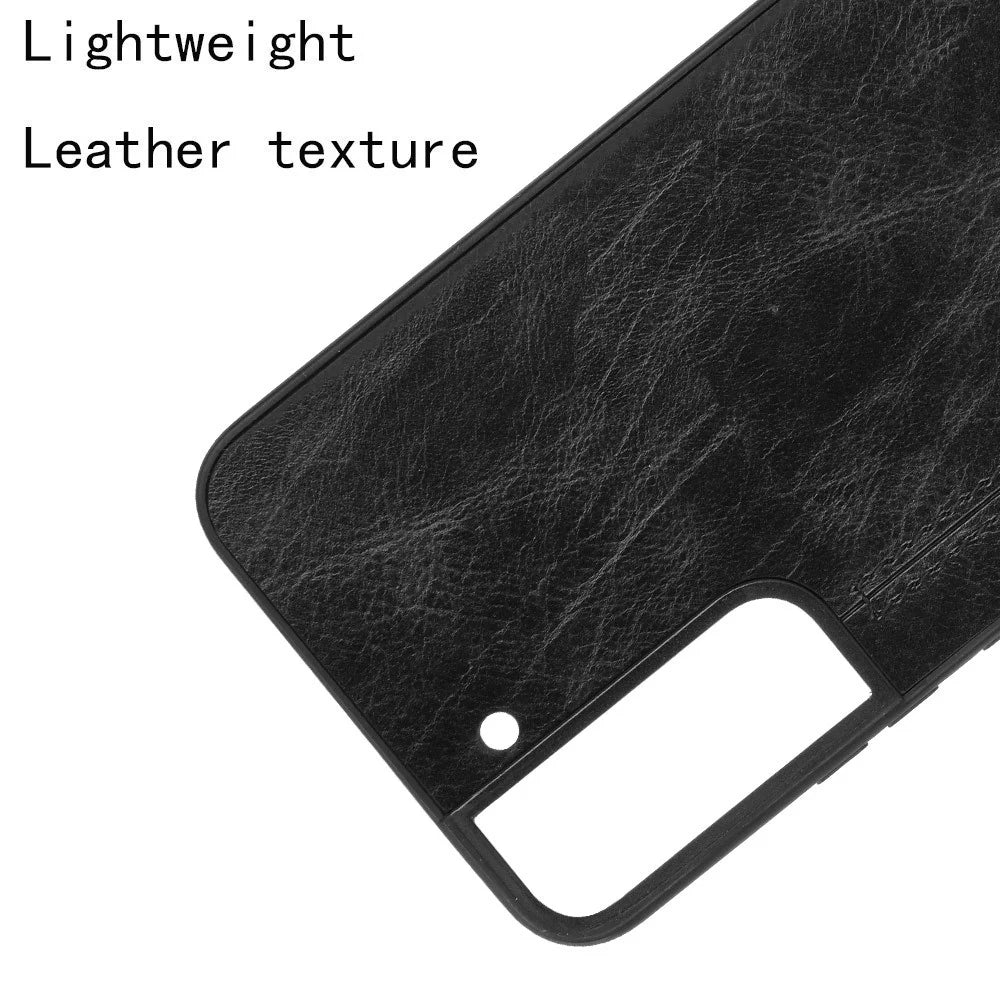 For Samsung Galaxy S22+ 5G Stitching Phone Case PU Leather Coated Hard PC + Soft TPU Non-Slip Grip Protective Cover - Black - 4
