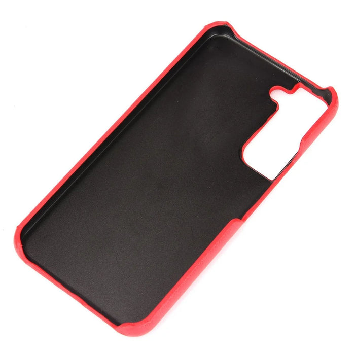 For Samsung Galaxy S22 5G PU Leather Coating Litchi Texture Anti-fall Hard PC Phone Case - Red - 5