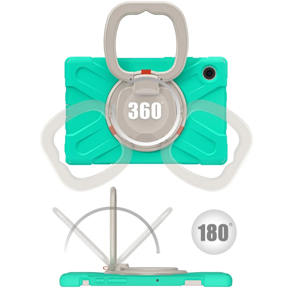 For Samsung Galaxy Tab A8 10.5 (2021) / A8 10.5 (2022) Tablet Case 360 Degree Rotary Kickstand Anti-fall Protection PC + Silicone Hybrid Cover - Mint Green - 4