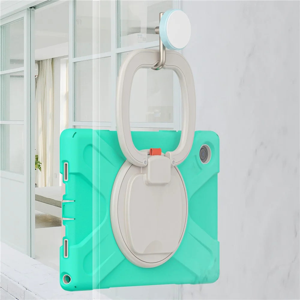 For Samsung Galaxy Tab A8 10.5 (2021) / A8 10.5 (2022) Tablet Case 360 Degree Rotary Kickstand Anti-fall Protection PC + Silicone Hybrid Cover - Mint Green - 7