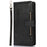 For Samsung Galaxy S22 5G Split Leather Stand Multiple Card Slots Case Wallet Phone Cover with Hand Strap - Black - 2