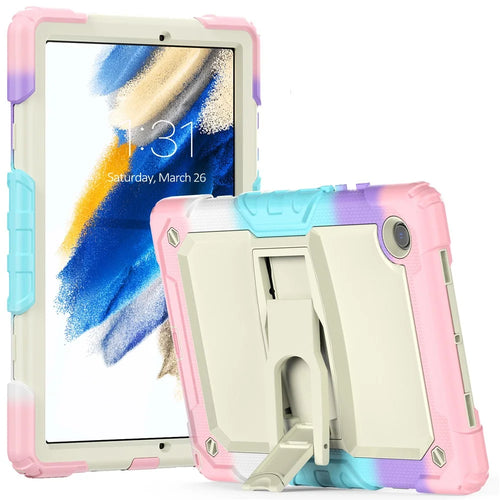 For Samsung Galaxy Tab A8 10.5 (2021) / A8 10.5 (2022) X200 / X205 Thickened Silicone + PC Tablet Case Kickstand Protective Cover with Shoulder Strap - Camouflage Pink - 1