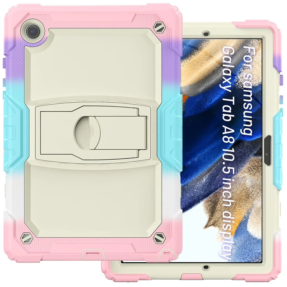 For Samsung Galaxy Tab A8 10.5 (2021) / A8 10.5 (2022) X200 / X205 Thickened Silicone + PC Tablet Case Kickstand Protective Cover with Shoulder Strap - Camouflage Pink - 2
