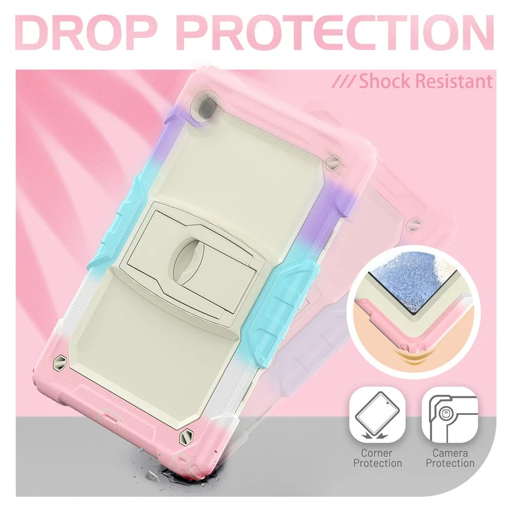For Samsung Galaxy Tab A8 10.5 (2021) / A8 10.5 (2022) X200 / X205 Thickened Silicone + PC Tablet Case Kickstand Protective Cover with Shoulder Strap - Camouflage Pink - 6