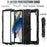 For Samsung Galaxy Tab A8 10.5 (2021) / (2022) Wi-Fi SM-X200 / LTE SM-X205 Hard PC Soft Silicone Case with PET Screen Protector Swivel Kickstand Shockproof Cover with Hand / Shoulder Strap - Black / Black - 3
