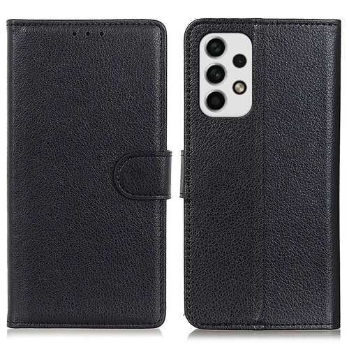 For Samsung Galaxy A23 4G / 5G Litchi Texture PU Leather Magnetic Clasp Stand Case Wallet Flip Phone Case - Black - 1