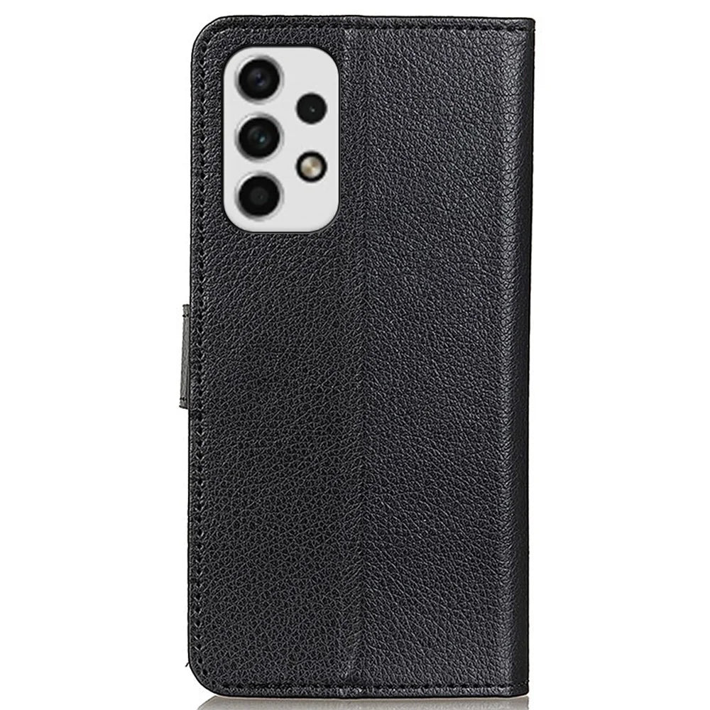 For Samsung Galaxy A23 4G / 5G Litchi Texture PU Leather Magnetic Clasp Stand Case Wallet Flip Phone Case - Black - 3