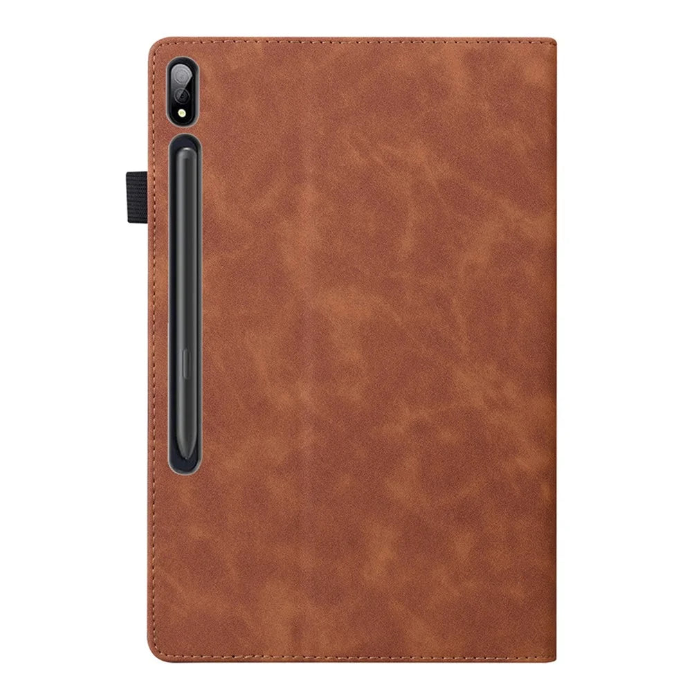 For Samsung Galaxy Tab S9+ / S8+ / S7+ PU Leather Flip Stand Cover Wallet Design Business Tablet Case with Pencil Holder and Auto Wake / Sleep - Brown - 3