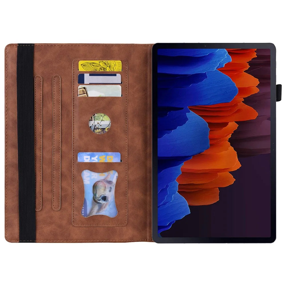 For Samsung Galaxy Tab S9+ / S8+ / S7+ PU Leather Flip Stand Cover Wallet Design Business Tablet Case with Pencil Holder and Auto Wake / Sleep - Brown - 5
