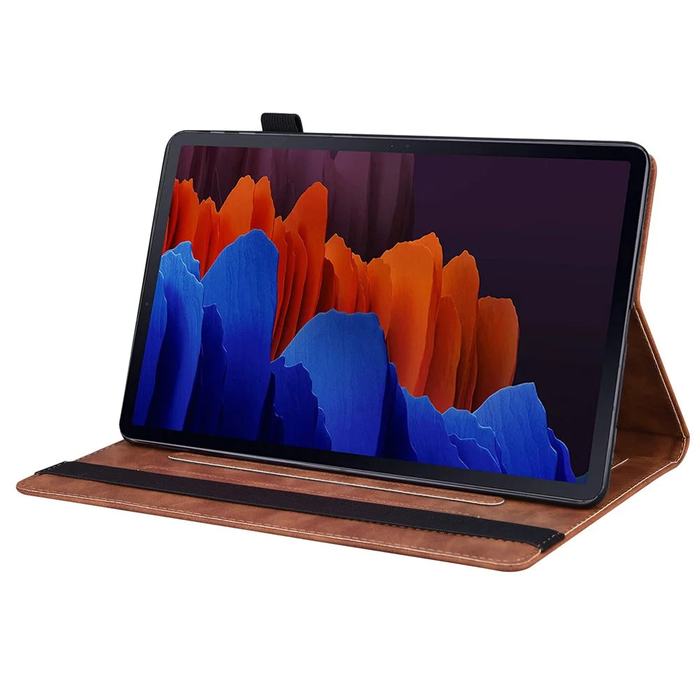 For Samsung Galaxy Tab S9+ / S8+ / S7+ PU Leather Flip Stand Cover Wallet Design Business Tablet Case with Pencil Holder and Auto Wake / Sleep - Brown - 6