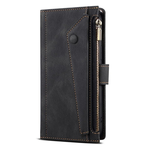 ESEBLE For Samsung Galaxy S21 FE 5G Phone Cover Zipper Pocket Adjustable Stand Wallet Multi-functional Cell Phone Case - Black - 2