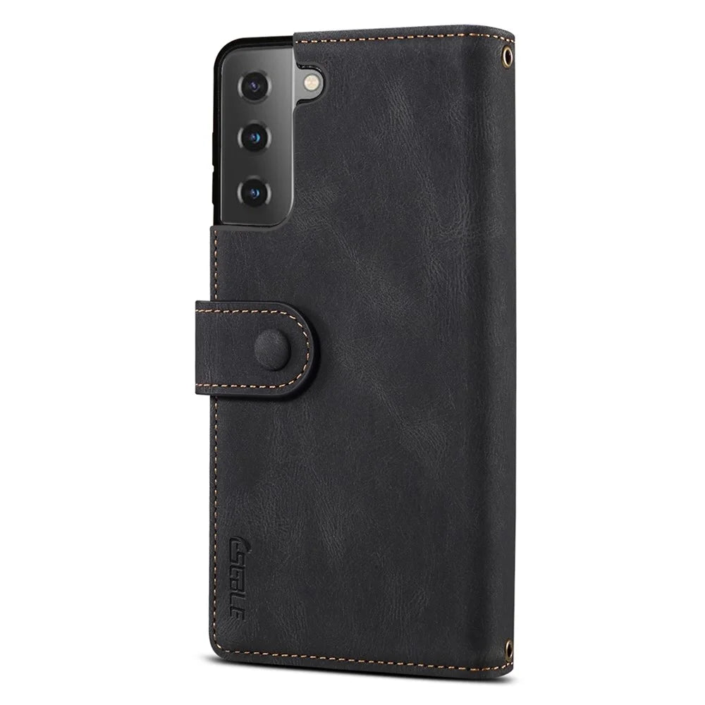 ESEBLE For Samsung Galaxy S21 FE 5G Phone Cover Zipper Pocket Adjustable Stand Wallet Multi-functional Cell Phone Case - Black - 3