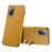 For Samsung Galaxy Note20 5G/4G 6D Electroplated Crocodile Texture Kickstand Phone Case PU Leather Coated TPU Shell - Yellow - 1