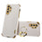 For Samsung Galaxy A32 5G/M32 5G Crocodile Texture PU Leather Coated TPU Case 6D Electroplated Kickstand Cover - White - 1
