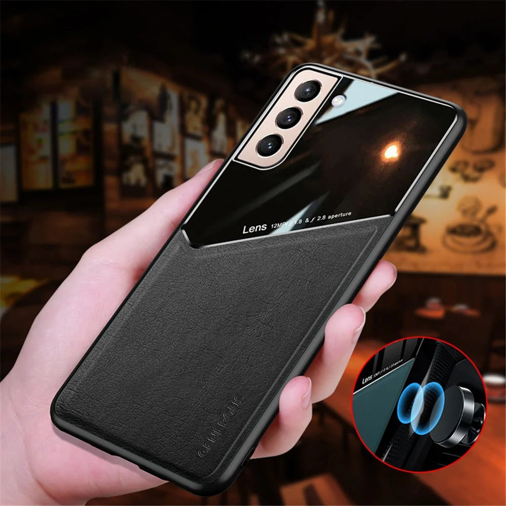 For Samsung Galaxy S22 5G Phone Case Shockproof Cover Anti-Fall TPU Frame Phone Protector with Magnetic Metal Sheet - Black - 3