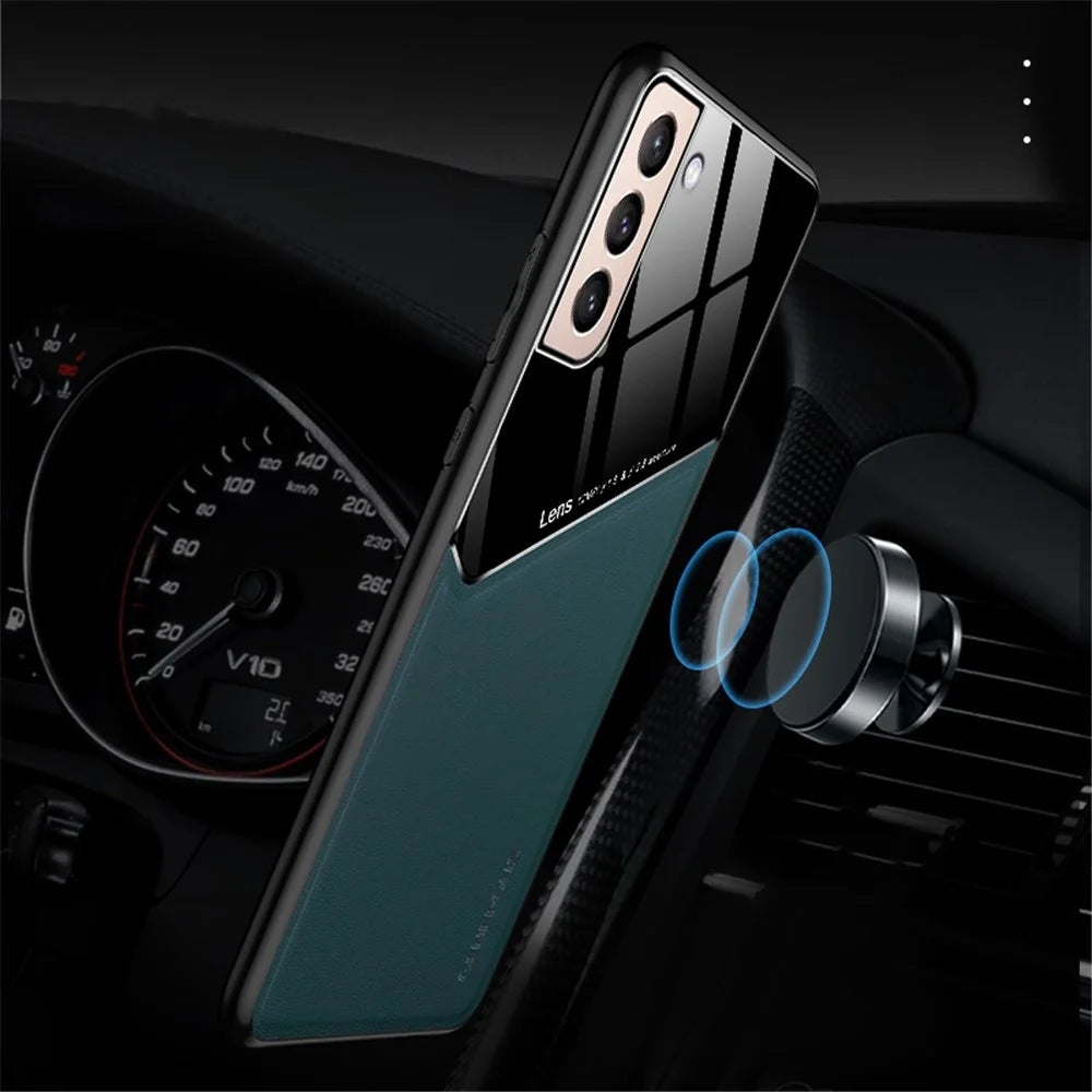 For Samsung Galaxy S22 5G Phone Case Shockproof Cover Anti-Fall TPU Frame Phone Protector with Magnetic Metal Sheet - Black - 7