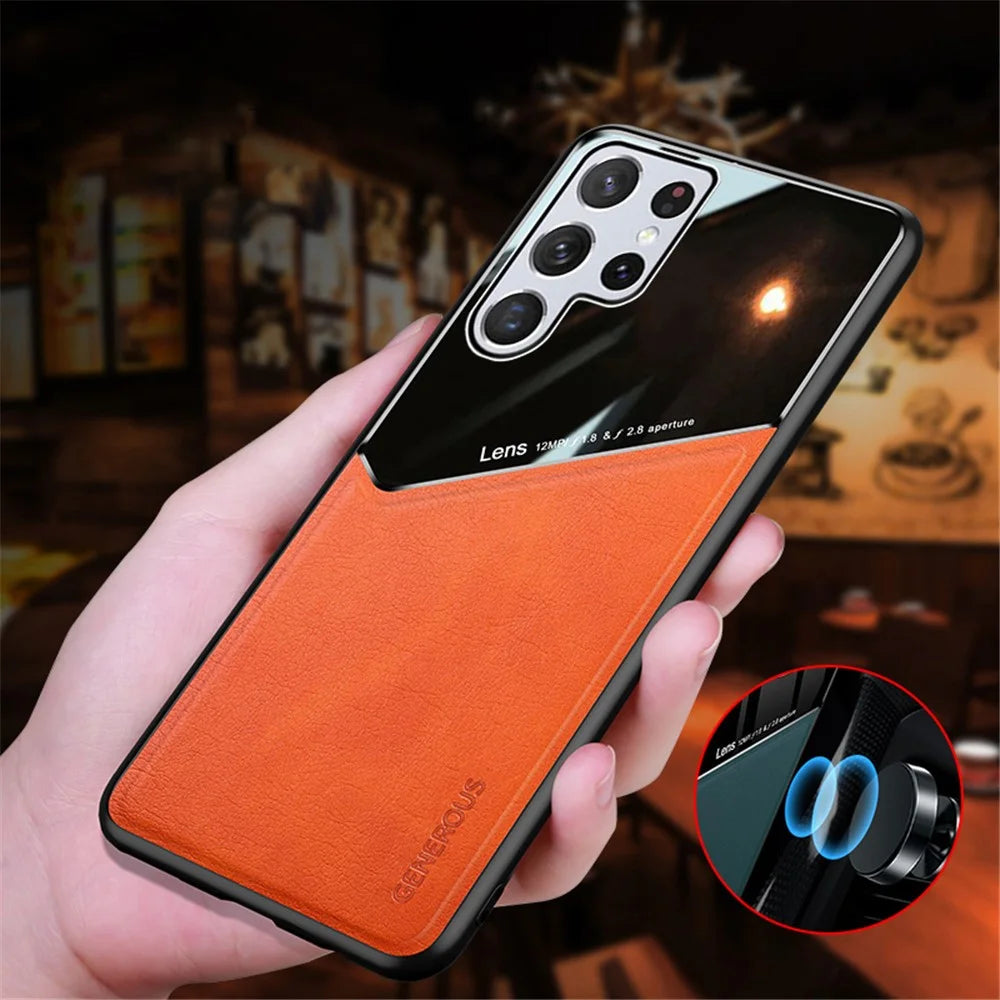 For Samsung Galaxy S22 Ultra 5G Anti-Fall Phone Case with Magnetic Metal Sheet Shockproof TPU Frame Phone Protector - Green - 4