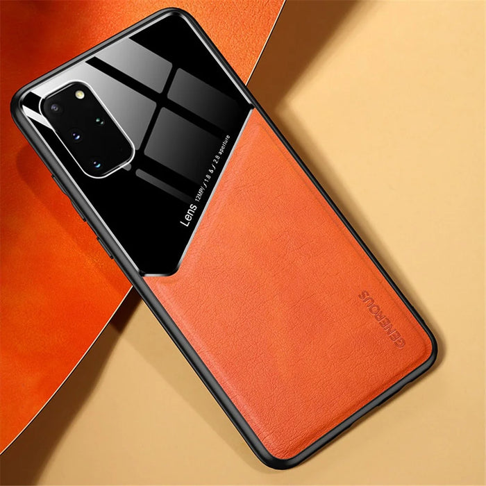 For Samsung Galaxy S20 Plus 4G/5G Shockproof Phone Case with Magnetic Metal Sheet Anti-Fall TPU Frame Phone Protective Cover - Orange - 2