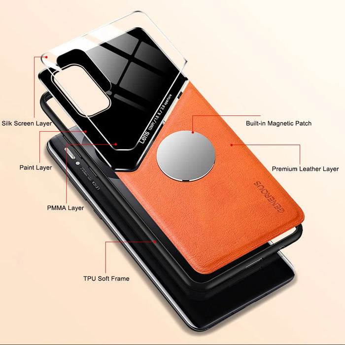 For Samsung Galaxy S20 Plus 4G/5G Shockproof Phone Case with Magnetic Metal Sheet Anti-Fall TPU Frame Phone Protective Cover - Orange - 5