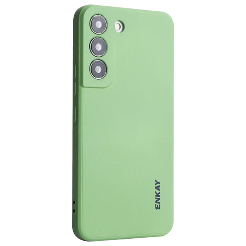 ENKAY HAT PRINCE for Samsung Galaxy S22 5G Solid Color Straight Edge Drop-resistant Cover Liquid Silicone Precise Cutout Flexible Phone Case - Light Green - 1