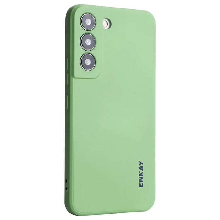 ENKAY HAT PRINCE for Samsung Galaxy S22 5G Solid Color Straight Edge Drop-resistant Cover Liquid Silicone Precise Cutout Flexible Phone Case - Light Green - 1