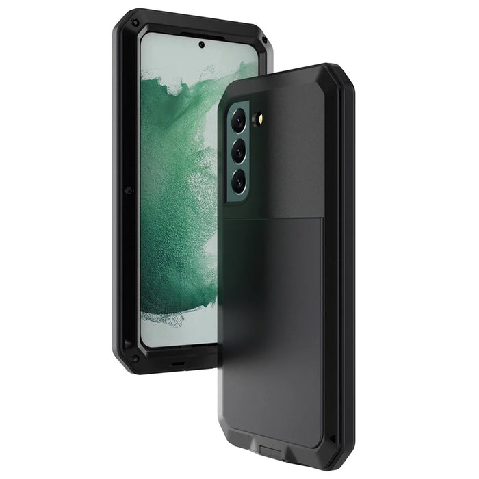 Silicone Metal Hybrid Phone Case for Samsung Galaxy S22 5G, Anti-Dust/Anti-Drop/Anti-Shock Phone Accessory - Black - 2