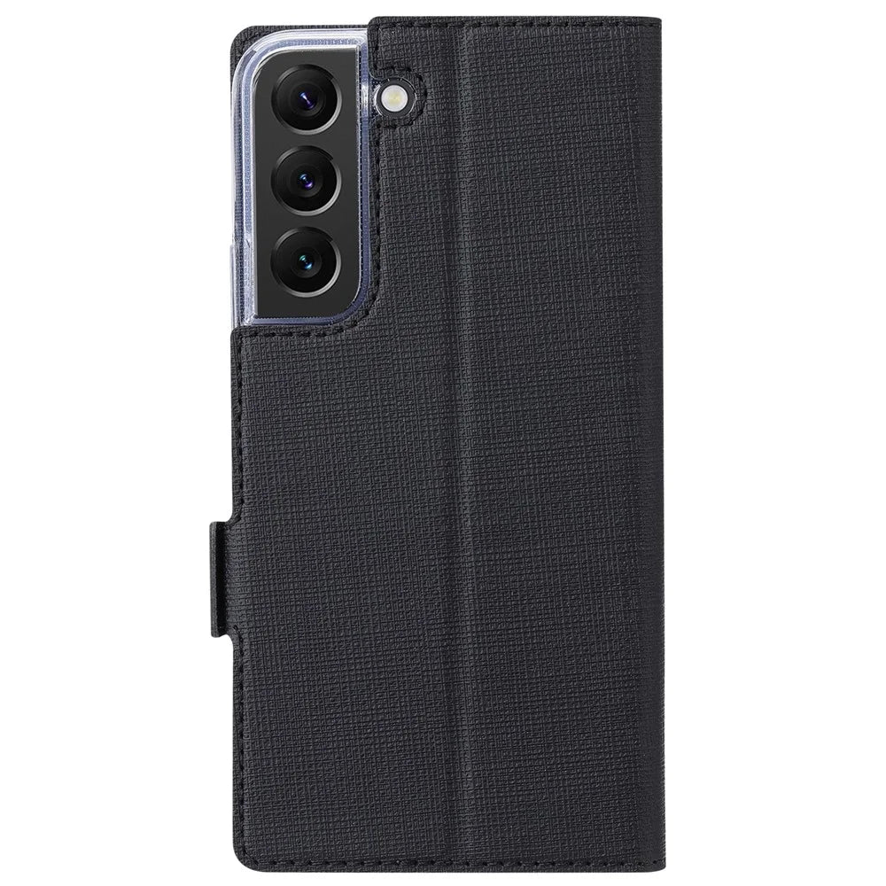 VILI K Series PU Leather Case for Samsung Galaxy S22 5G, Stand Wallet Full Protection Phone Cover - Black - 3