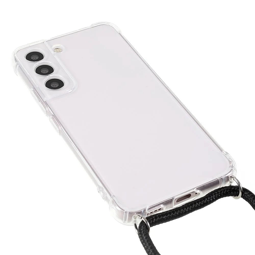 Crystal Clear TPU Cover for Samsung Galaxy S22 5G, Reinforced Four Corner Shockproof Phone Case with Lanyard - 2