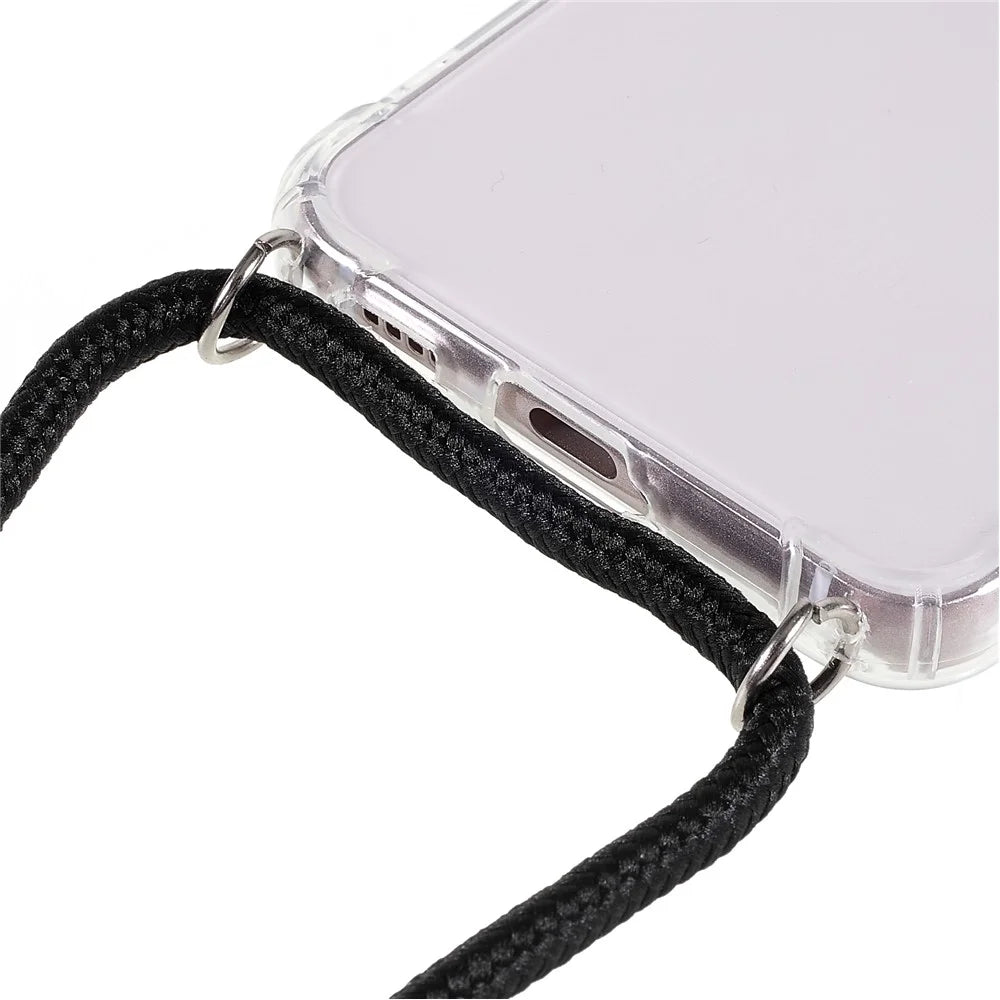 Crystal Clear TPU Cover for Samsung Galaxy S22 5G, Reinforced Four Corner Shockproof Phone Case with Lanyard - 4