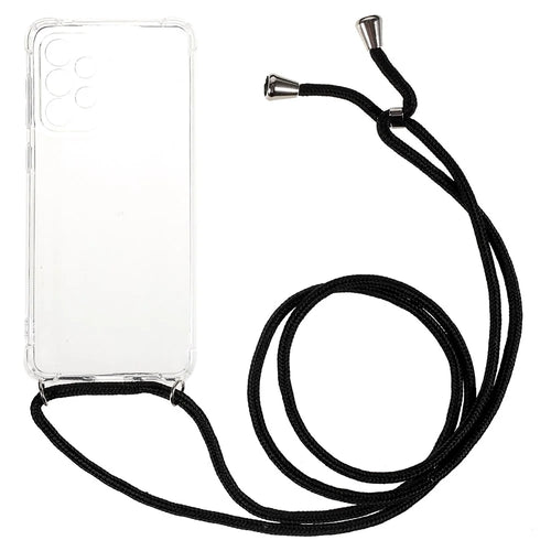 For Samsung Galaxy A33 5G Reinforced Four Corner Transparent TPU Cover Phone Case with Lanyard - 1